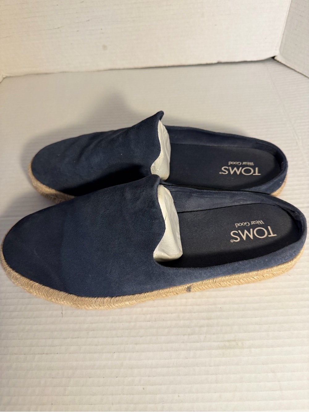 TOMS Navy Suede Santiago Espadrille Mule 10.5 - Picture 2 of 6